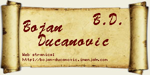 Bojan Ducanović vizit kartica